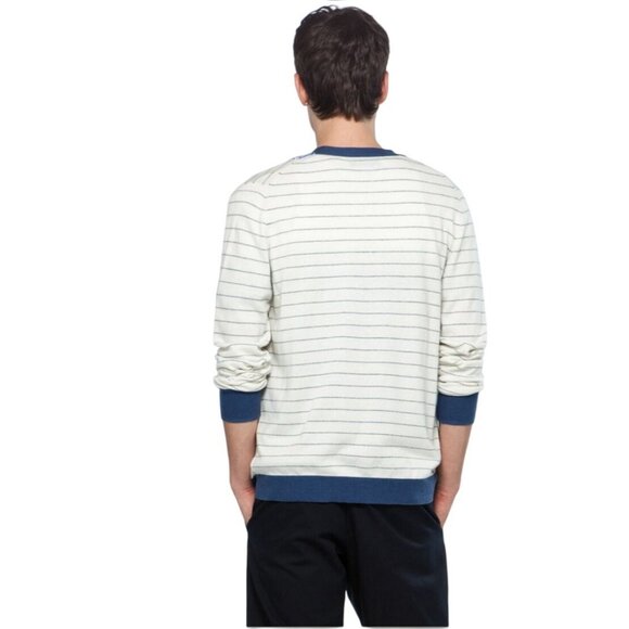 Wendi Reed Men's Cashmere Cotton Cardigan Sweater 1 S Stripe Button V-Neck - Picture 3 of 16